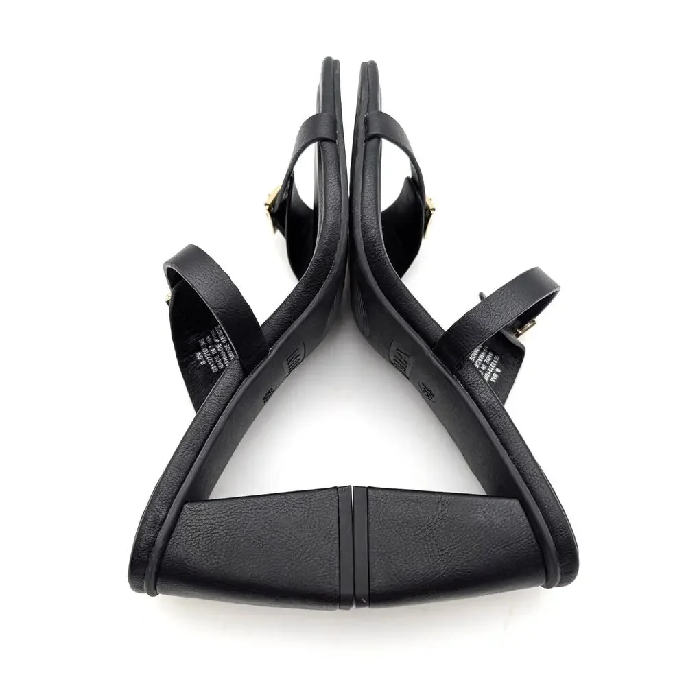 Mia Rene Double Buckle Block Heel Sandals Women's Black Size US8.5M EU38.5